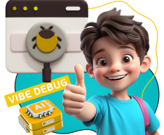Тестирование & Vibe Debug. Охотники за багами - КИБЕРшкола программирования для детей, компьютерные курсы для школьников, начинающих и подростков - KIBERone г. Иркутск